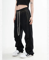 fashion washed distressed pants elastic waist drawstring men women hip hop casual sportwear pants unisex y2k streetwear joggers unique joggers style 564