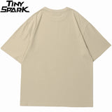 Grunge Vintage t-shirt – Hip Hop Men Streetwear T Shirt Japanese Kanji Animals Print