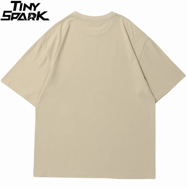 Grunge Vintage t-shirt – Hip Hop Men Streetwear T Shirt Japanese Kanji Animals Print