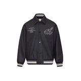 retro baseball bomber, daily drip outerwear, casual outfit