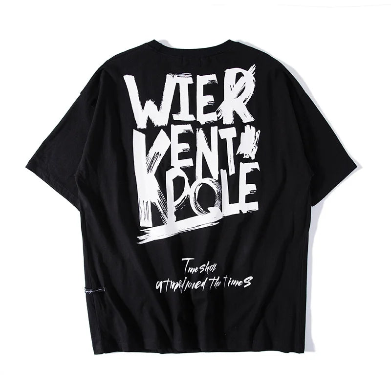 Y2k Angelcore design – Summer Letter Printed Oversized T Shirt Men Hip Hop Fashion