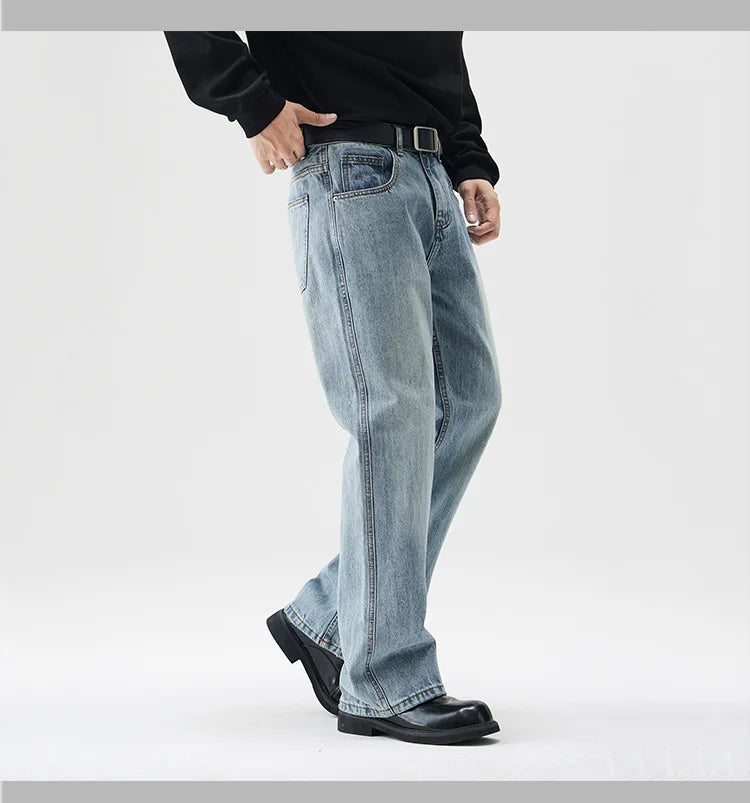 mens retro fashion high street loose casual denim micro flared pants jeans men streetwear plus size jeans trousers 28 40 unique jeans style 2693
