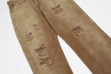 rainbowtouches men washed jeans vintage high street khaki gradient fashion trends jeans loose straight long pant casual pants unique jeans style 4084