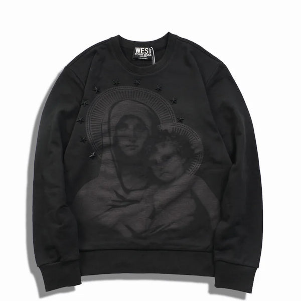 New 2022 Novelty Men Stereo Star Virgin Mary Halo Hoodies Hoody Hooded