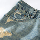 vintage men baggy jeans distressed ripped denim pants male luxury designer jeans trousers ripped baggy denim