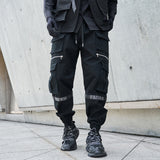 mens side pockets cargo pants elastic waist trousers streetwear hip hop loose fit ankle drawstring military sweatpants joggers unique joggers style 4665
