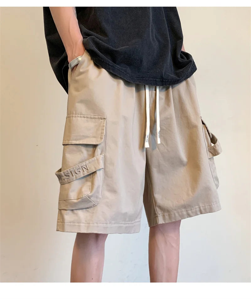 summer mens cargo shorts 2024 new outdoor multi pocket basketball casual loose work pants male drawstring y2k bermuda hombre unique cargo style 38