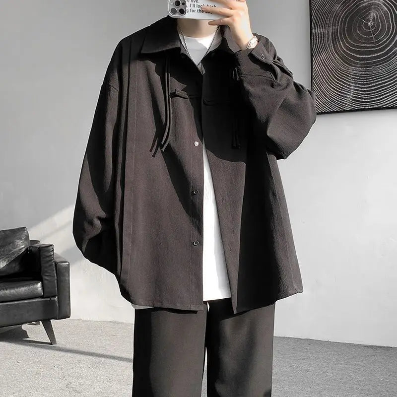 Shirts for men spring and autumn style national fashion design loose and versatile large size