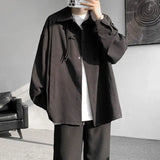Shirts for men spring and autumn style national fashion design loose and versatile large size outer wear lapel long sleeved tops