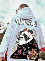 Wicked Panda Funny Graphic Print Men Pullover Hoodies 2025 Autumn Japanese