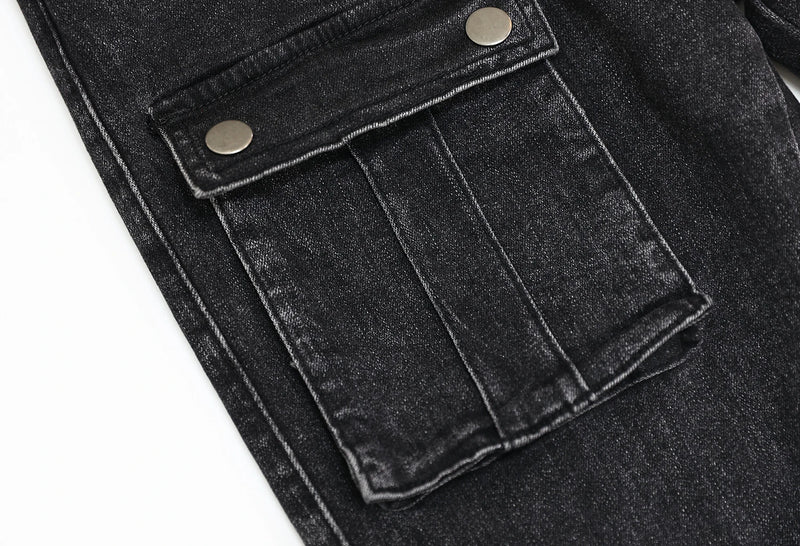 retro washed denim jeans mens bottom zipper jean trousers with pockets hip hop fashion high street slim fit pants joggers jeans unique joggers style 3118