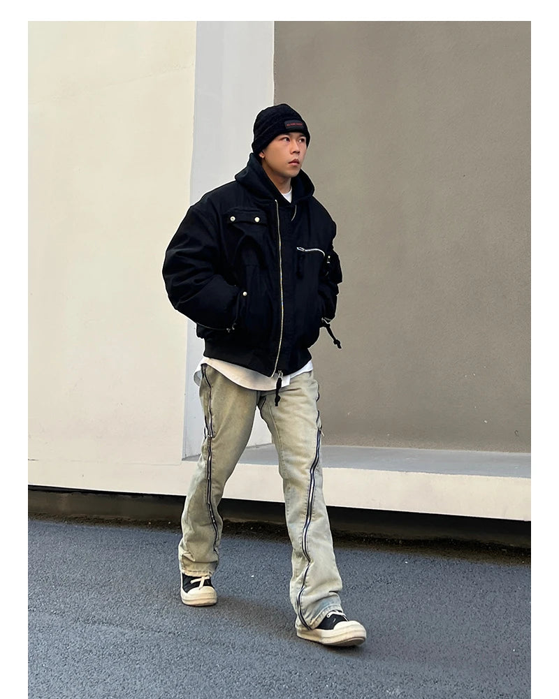 retro washed denim jean pants 2023 new casual zipper open loose straight jeans hip hop y2k pants mens jeans streetwear joggers unique joggers style 4211