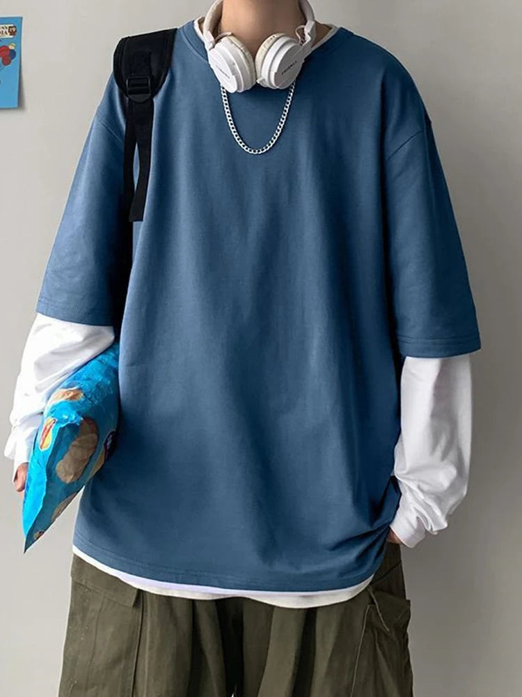 Sadcore Vintage print – Autumn Mens Casual Long Sleeve T Shirt Plus Size Sweatshirts