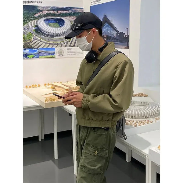 high street y2k men set casual loose lapel jacket hip hop multi pocket overalls 2 piece spring autumn fashion couple suit trend urban fashion pants