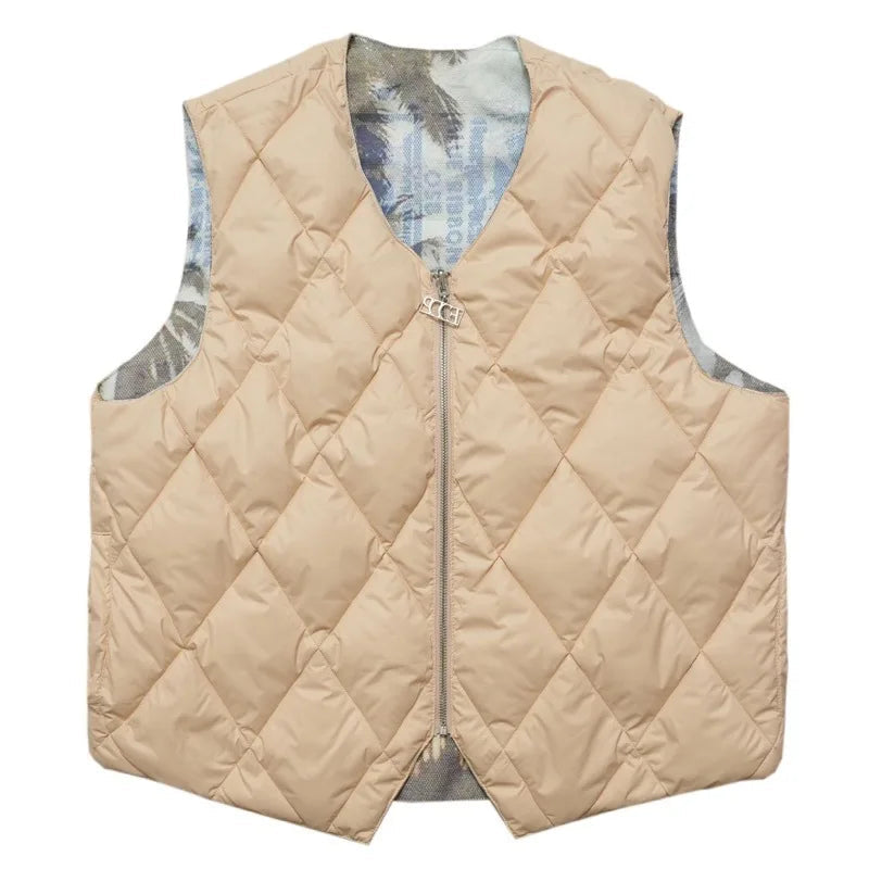 hip hop loose jacket vest unisex casual cotton padded vests mens harajuku streetwear printed sleveless warm reversible coat m - variant style 436661 for streetwear fashion
