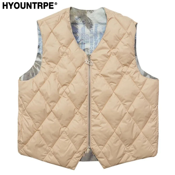 hip hop loose jacket vest unisex casual cotton padded vests mens harajuku streetwear printed sleveless warm reversible coat m - variant style 436661 for streetwear fashion