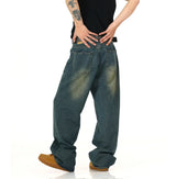 retro washed denim baggy jeans pants unisex hip hop fashion streetwear harajuku loose wide leg straight y2k pants joggers men unique joggers style 495