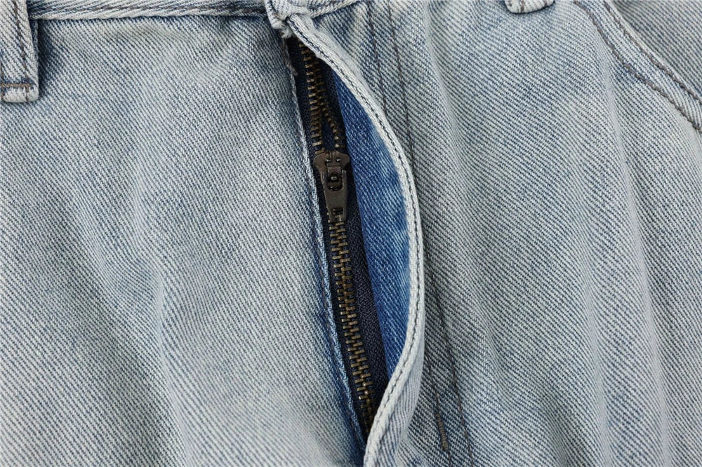2024 multi pocket jeans vintage mens harajuku cargo denim pants retro hip hop straight loose jean pants unique cargo style 904