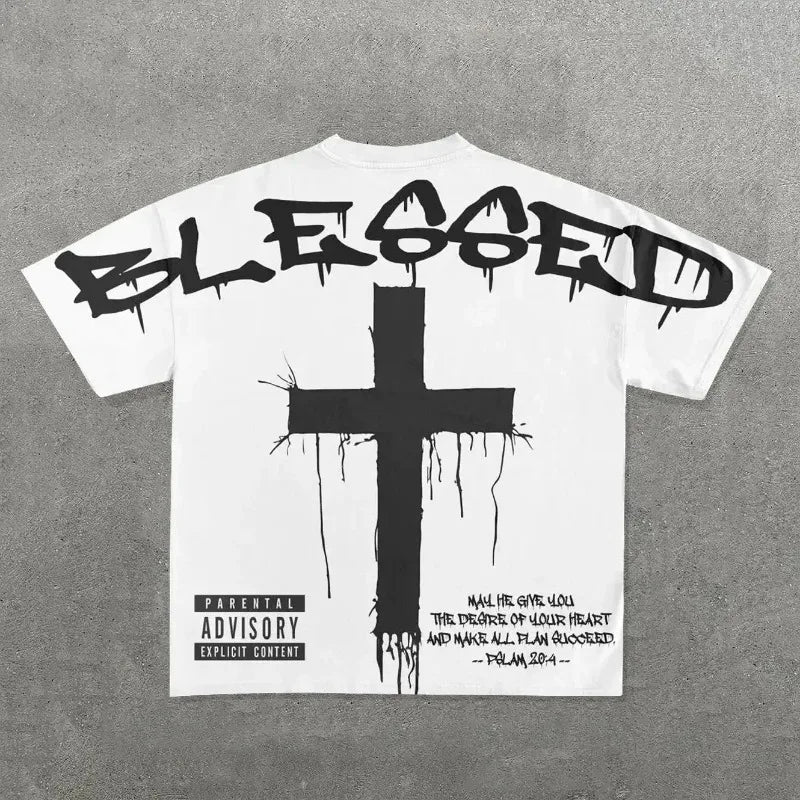 Sadcore Graphic tee – Y2K American Street Summer Fashion Short Sleeved Shirt Men Y