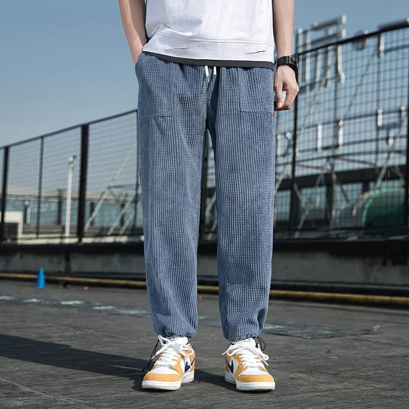 2023 spring and autumn new light luxury fashion men casual pants korean version loose sports all match pants boutique clothing unique default style 3679
