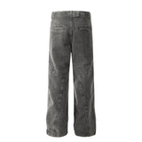 american high street vibe fashion splice jeans mens belt loose casual vintage wide leg straight denim baggy jeans pants trouser unique jeans style 1450