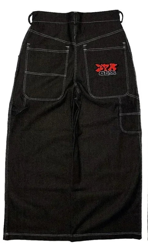 hip hop rock embroidery 3pm baggy jeans men harajuku y2k street pattern vintage high waist wide leg jeans straight leg pants ripped baggy denim