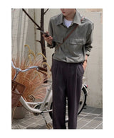 Spring And Autumn New Korean Style Shirt Men Suede Loose Trendy And Ve