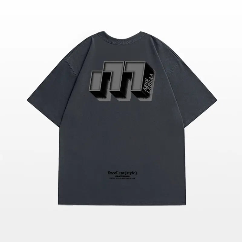 Skatercore Chrome print – Hip Hop Street Personality Letter Print Round Neck Short