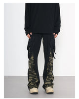 men patchwork camouflage cargo pants streetwear side pockets harajuku joggers unisex hip hop baggy loose straight flare trousers unique joggers style 2840