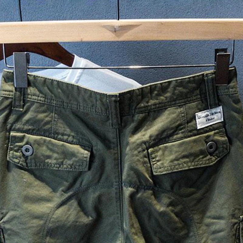 multi pocket cargo shorts mens casual all match loose feet summer ins trend five point pants straight denim pants streetwear multi-pocket cargos