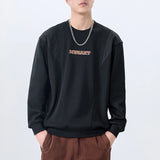 Men Handsome Splice Embroidery Fashion Loose Casual Pullover Sweatshir