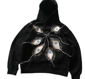 Y2k vintage loose long-sleeved sweatshirt for men and women Hoodie street gothic Fashion eye pattern