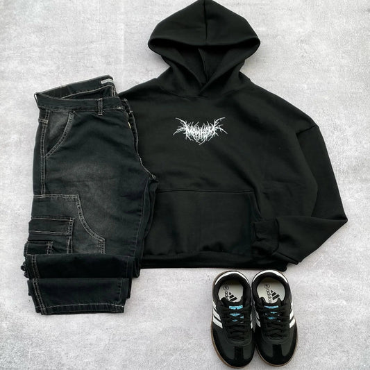 Y2K oversized hoodie with edgy neon drip graphics