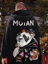 Wicked Panda Funny Graphic Print Men Pullover Hoodies 2025 Autumn Japanese