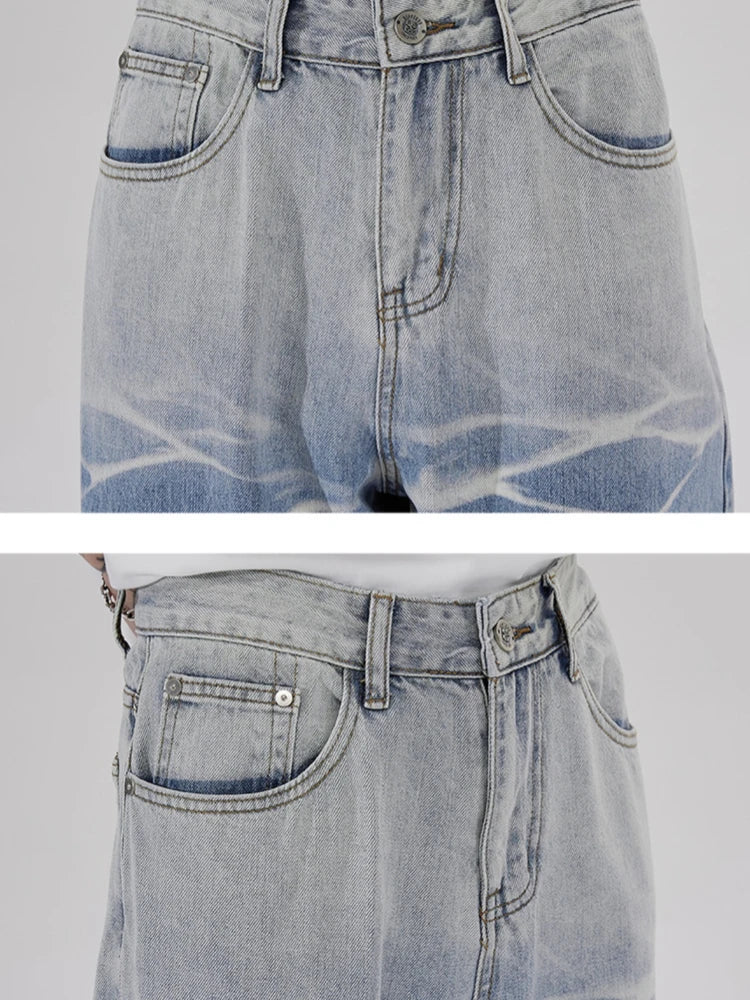 high street irregular tied dye biker jeans men denim straight jean pants 2023 motorcycle y2k trouser unisex hip hop casual pants unique jeans style 503