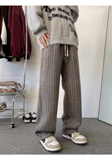 high quality stripe plaid mens trousers baggy straight fashion classic padded autumn winter casual pants male plus size m 8xl unique default style 1162