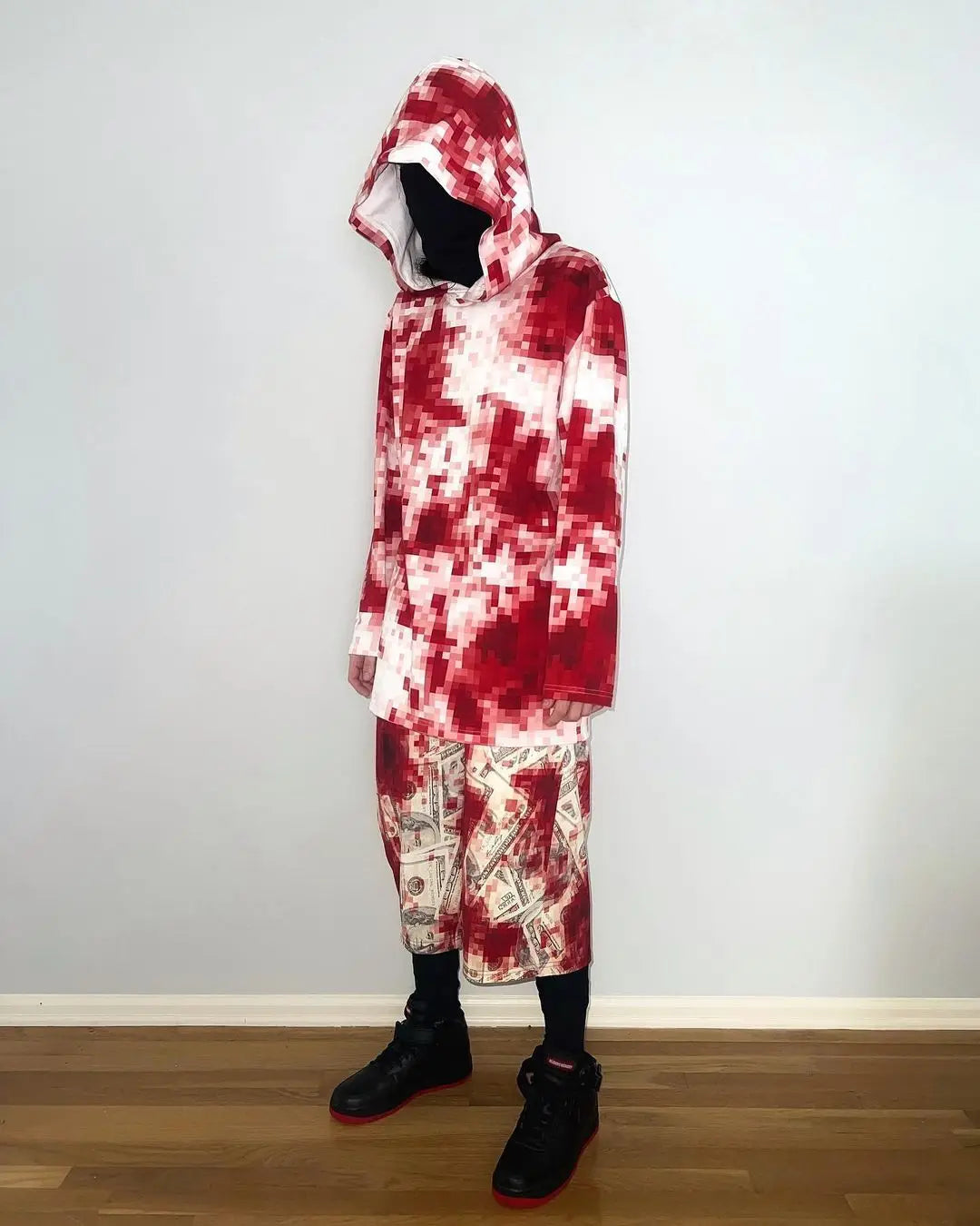 American Street Dark Style Printed Oversized Hoodie Men Y2K Hip Hop Ro