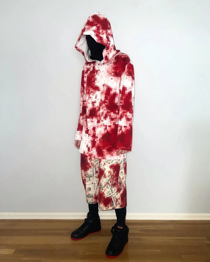 American Street Dark Style Printed Oversized Hoodie Men Y2K Hip Hop Ro