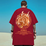 Anime Tribal flames – Mens Summer Tiger Head Print T Shirts 2025 Japanese Oversize