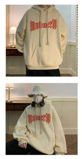 Autumn Vintage Gothic Letter Foam Printed Hooded Sweatshirts Hombre