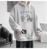 Cool Cartoon Cat Graphic Print Hoodies For Men Y2K Streetwear Clothes
