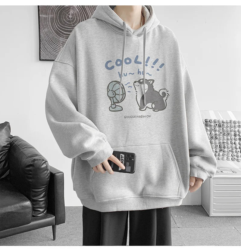 Cool Cartoon Cat Graphic Print Hoodies For Men Y2K Streetwear Clothes