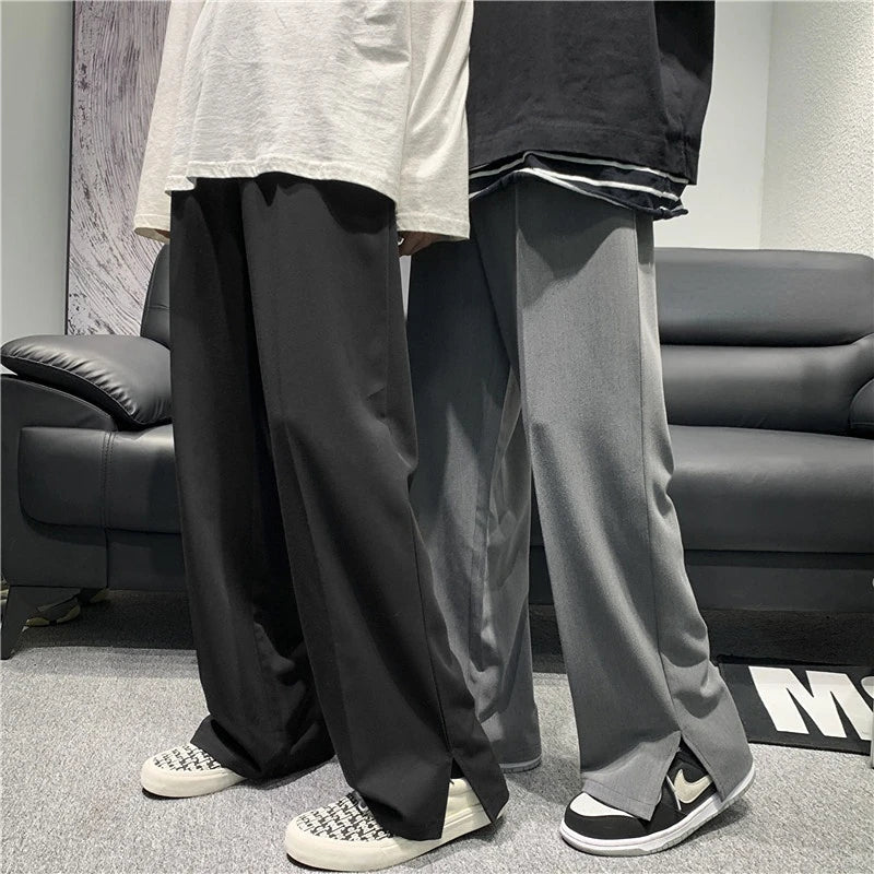 2023 summer new fashion casual trousers men loose straight side men suit pants korean casual pants boutique clothing clean everyday pants