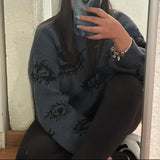 grunge knit pullover for fall and winter, oversized aesthetic with urban style, mens fashion layer for modern streetwear coll