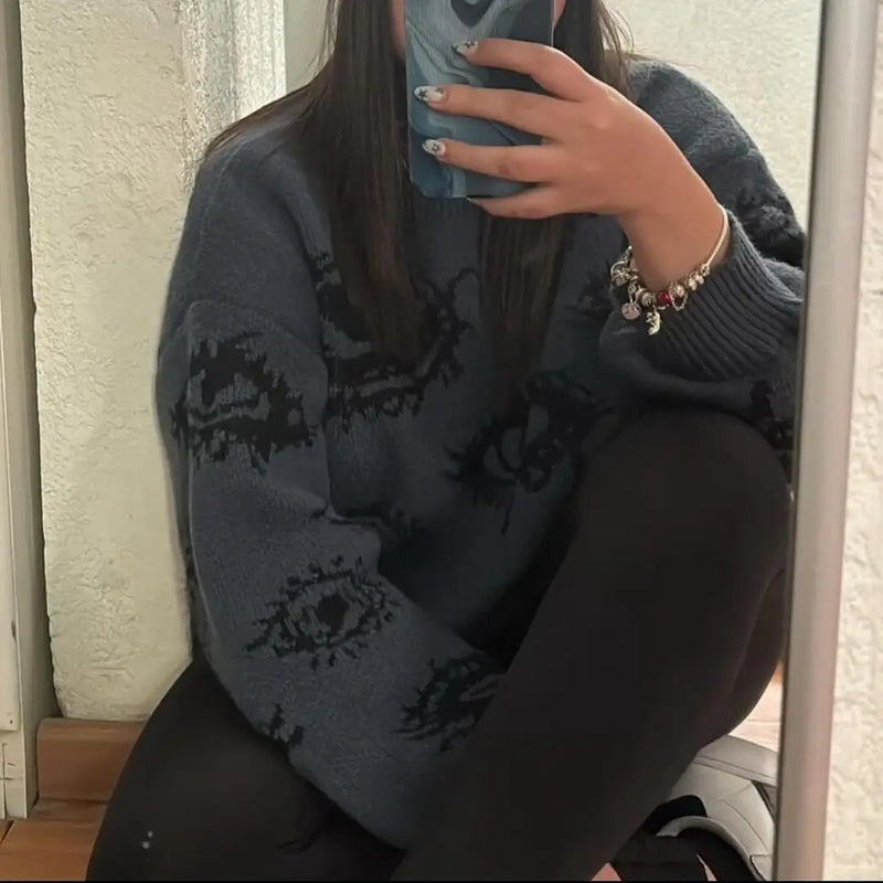 grunge knit pullover for fall and winter, oversized aesthetic with urban style, mens fashion layer for modern streetwear coll