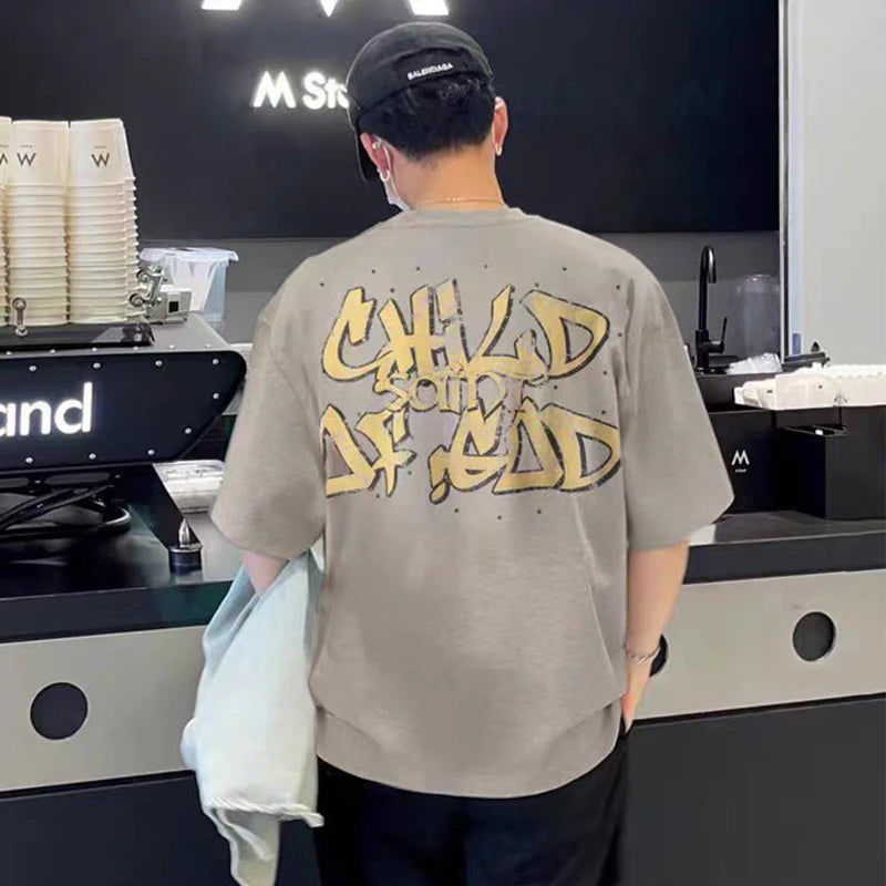 Glitchcore Fashion – Saint T Shirt Prayer Child Nostalgia Vintage Printing Hip Ho – Urban Streetwear for Men & Women