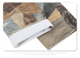 2024 autumn and winter new stitching ripped jeans