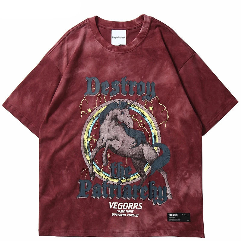 Sadcore Vintage t-shirt – 2023 Tshirt Streetwear Retro Tie Dyed House Graphic T Shirts