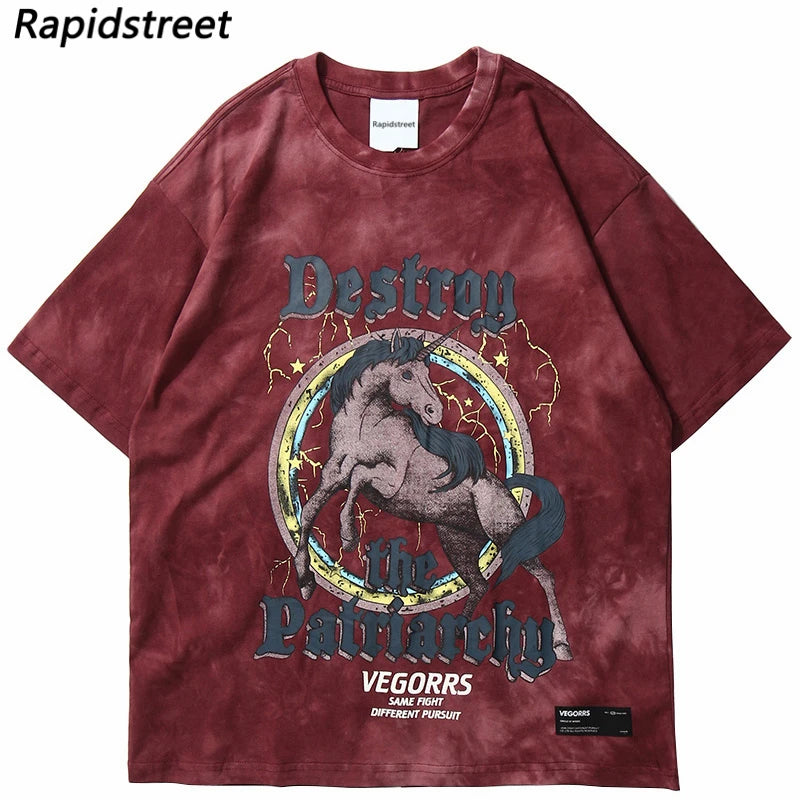 Sadcore Vintage t-shirt – 2023 Tshirt Streetwear Retro Tie Dyed House Graphic T Shirts