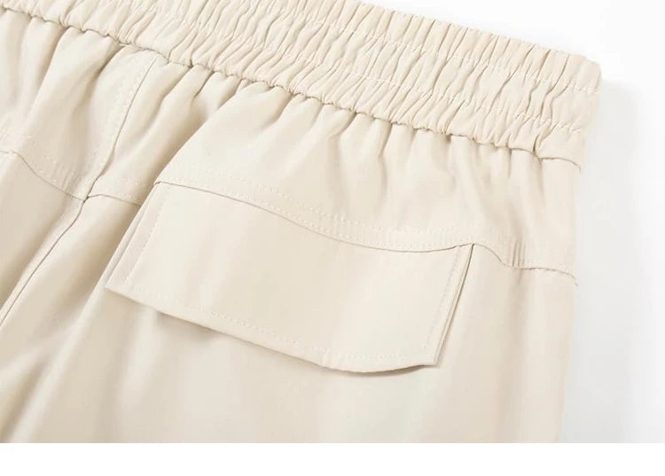 High Street Cargo Jogging Shorts Functional Khaki Cargo Shorts Men's Waterproof Zipper Pockets Casual Baggy Sweat Shorts
